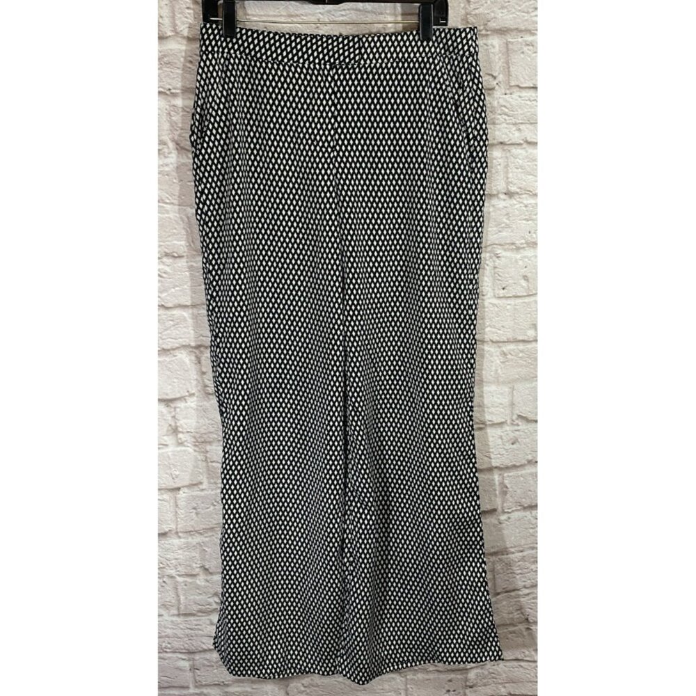 Gibson Latimer Retro Palazzo Extra Wide Leg Dress Trouser Pants Black White SZ 6